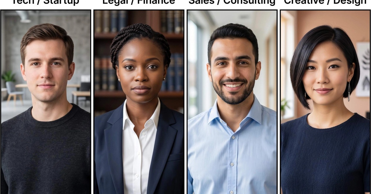 professional AI headshots showing different people working in different industries