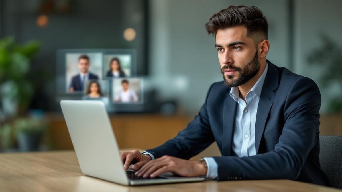 a man working on desk with laptop
