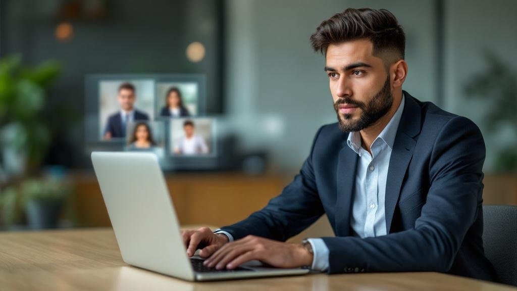 a man working on desk with laptop