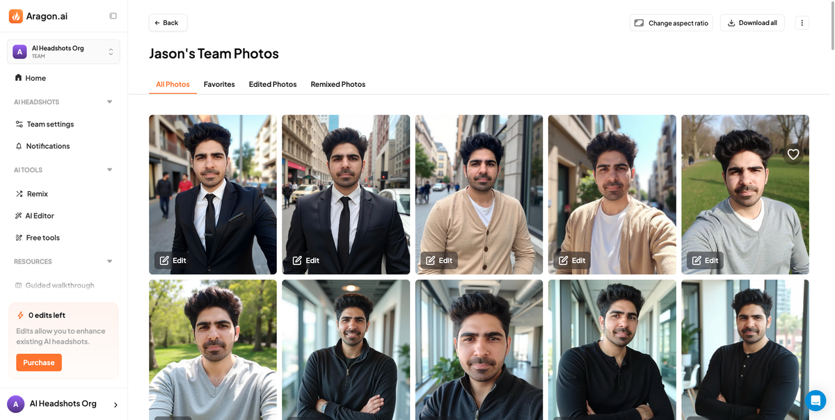 Aragon AI headshots ready dashboard