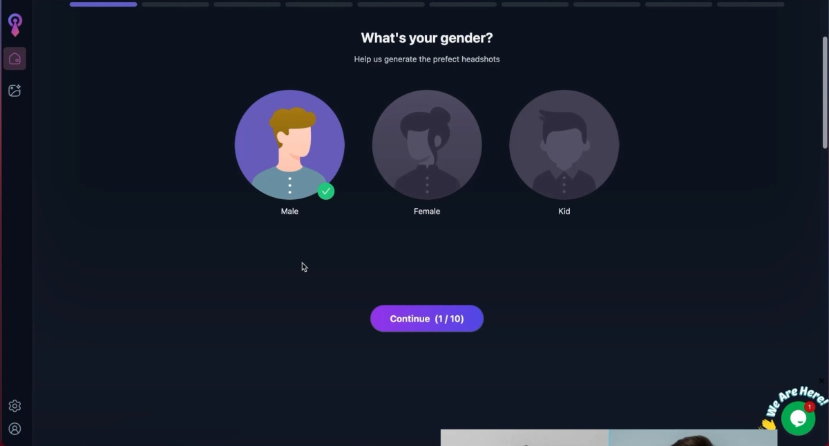 HeadshotMaster gender selection