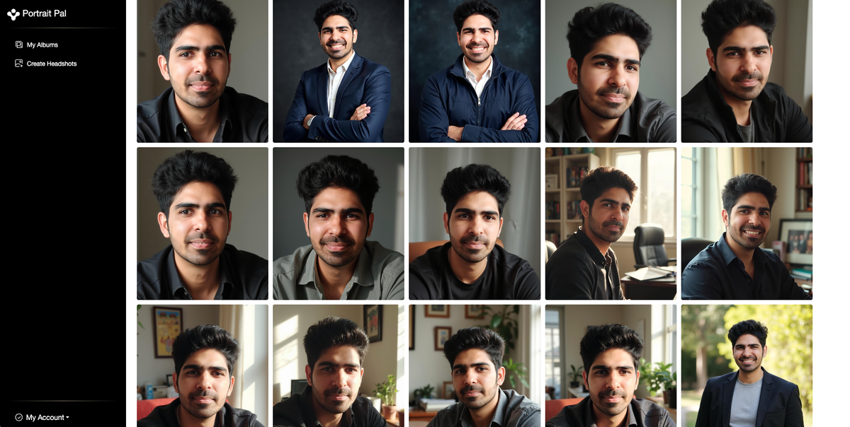 PortraitPal results dashboard