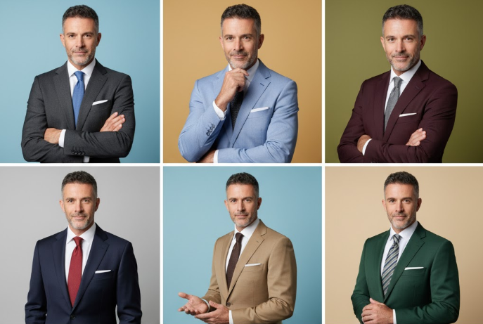 a grid of multiple professional headshots for linkedin profile
