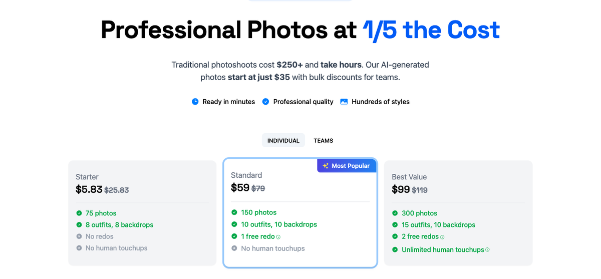 DreamWave AI pricing page showing plan tiers and features