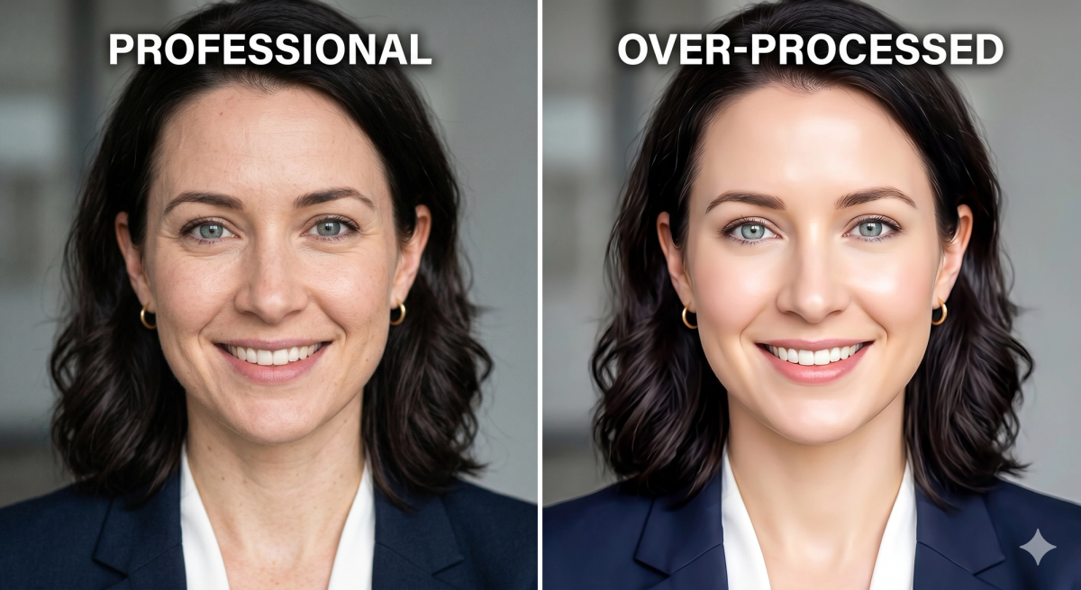 Close-up comparison of sharp vs soft facial features