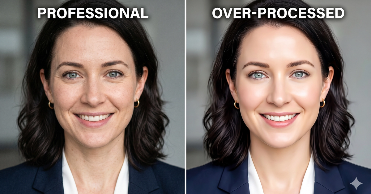 Professional AI headshot example showing face clarity comparison