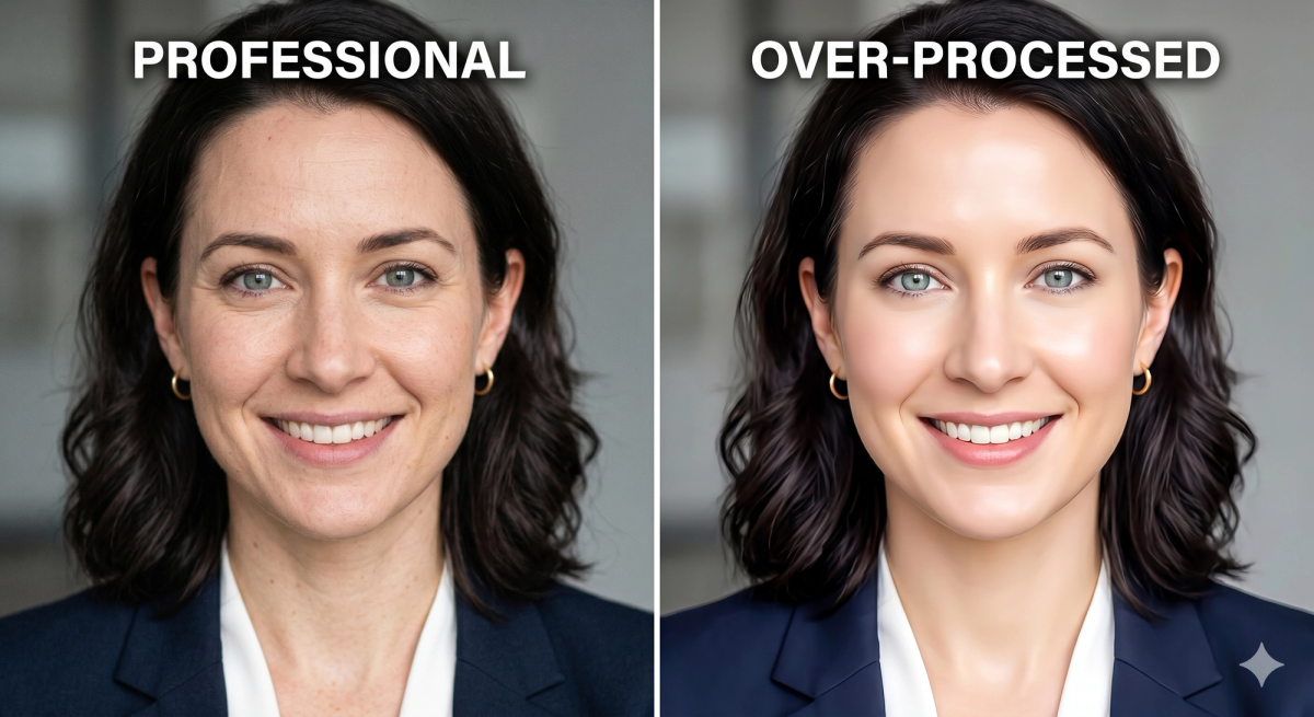 Close-up comparison of sharp vs soft facial features