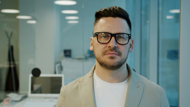 a startup founder in an office
