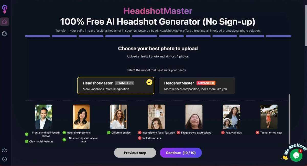 HeadshotMaster headshot mode selection