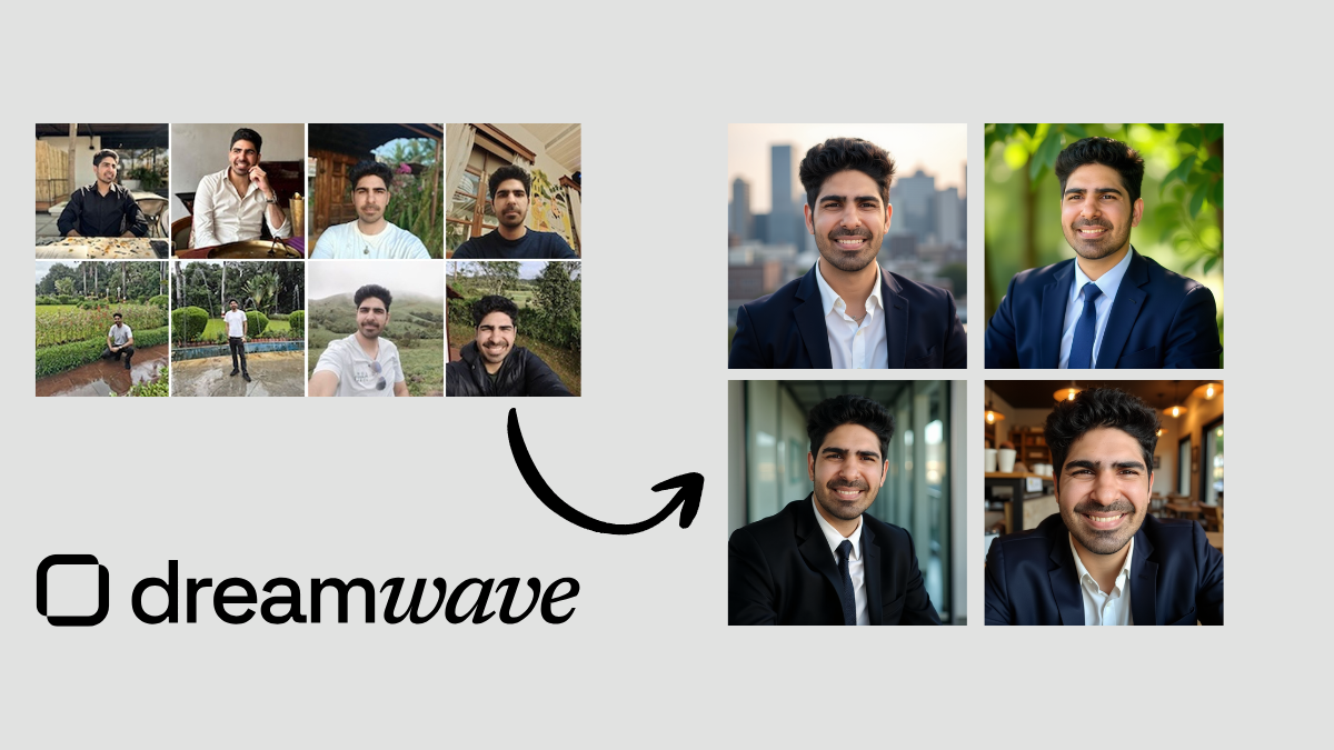 A side-by-side look at DreamWave AI reference images and the outputs from Sarwar Baker's independent test on AI Headshot Co.