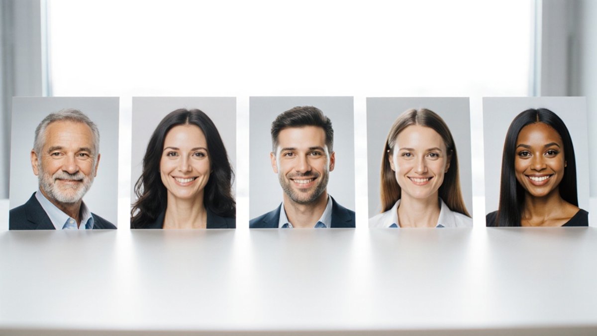 screenshot of a website showing passport size team photos