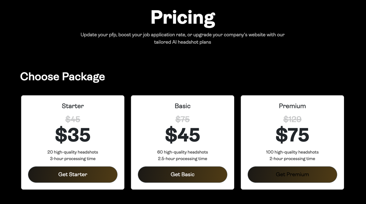 PortraitPal AI pricing page