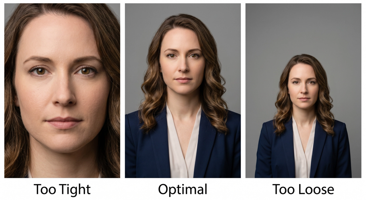 Framing comparison showing optimal vs poor crop