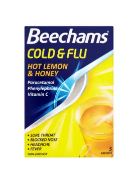 BEECHAMS cold & flu sachets hot lemon & honey 40mg/600mg/10mg 5