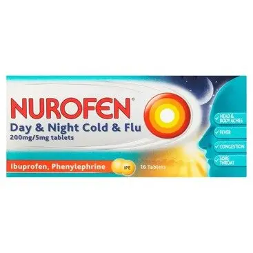 NUROFEN DAY & NIGHT COLD & FLU tablets 200mg/5mg 16