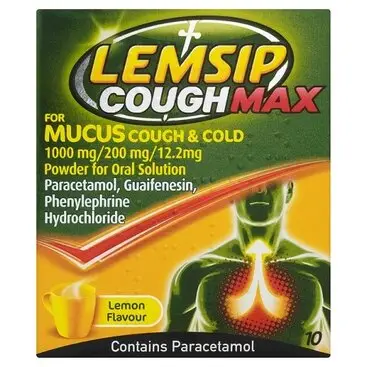 LEMSIP cough max mucus cough & cold oral powder sachets 200mg/1000mg/12.2mg 10