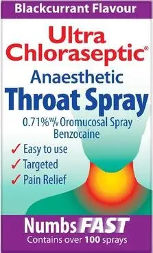 ULTRA CHLORASEPTIC anaesthetic throat spray blackcurrant 0.71% 15ml