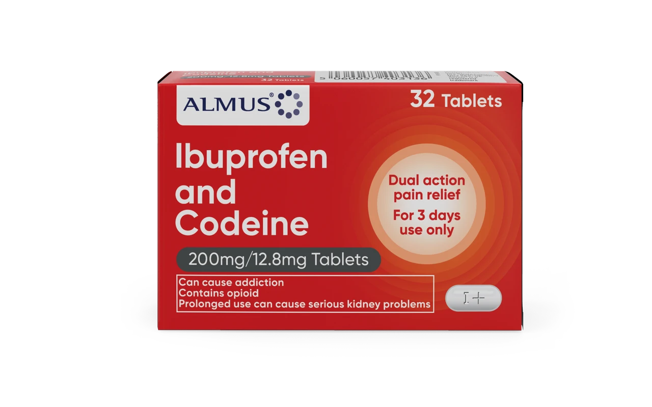 Almus Ibuprofen and Codeine 200mg/12.8mg, pack of 32 tablets