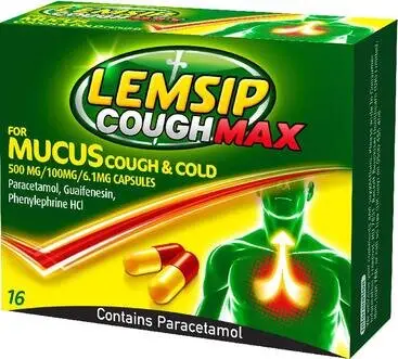 LEMSIP cough max mucus cough & cold capsules 100mg/500mg/6.1mg 16