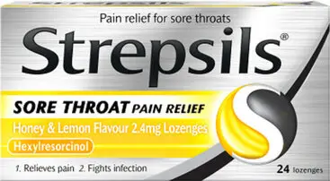 STREPSILS lozenge sore throat pain relief honey & lemon 2.4mg 24