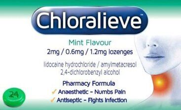 CHLORALIEVE lozenges mint 0.6mg/1.2mg/2mg  24