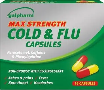 Galpharm Max Strength Cold & Flu Capsules 25mg/500mg/6.1 mg 16