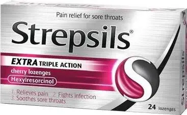 STREPSILS lozenge extra triple action cherry 2.4mg 24