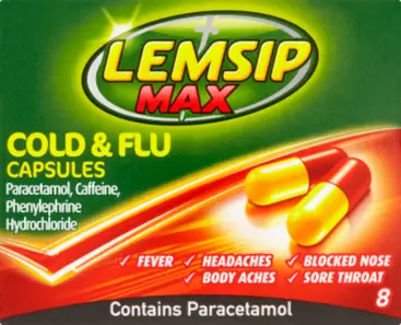 LEMSIP MAX cold & flu capsules 50mg/1000mg/12.2mg 8