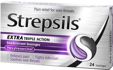 STREPSILS lozenge extra triple action blackcurrant 2.4mg  24