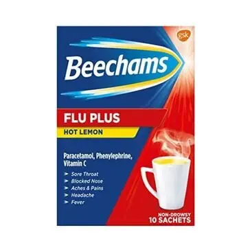 BEECHAMS FLU PLUS stick sachets hot lemon 70mg/1000mg/10mg 10
