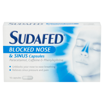 SUDAFED blocked nose & sinus capsules 25mg/500mg/6.1mg  16