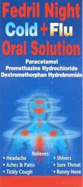 FEDRIL night cold and flu oral solution 15mg/20ml/1000mg/20m/20mg/20ml 200ml