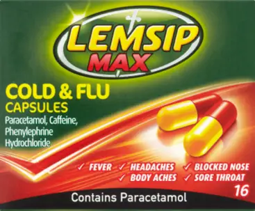LEMSIP MAX cold & flu capsules 50mg/1000mg/12.2mg 16
