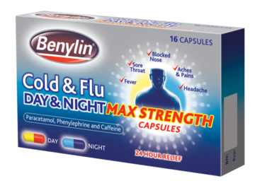 BENYLIN DAY & NIGHT cold & flu capsules 25mg/500mg/6.1mg  16