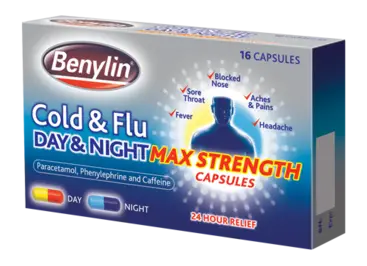 BENYLIN DAY & NIGHT cold & flu capsules 25mg/500mg/6.1mg 16