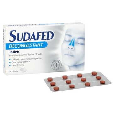Sudafed Decongestant Tablets 60mg