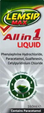 LEMSIP MAX all in one liquid 3mg/200mg/1000mg/12.2mg 160ml