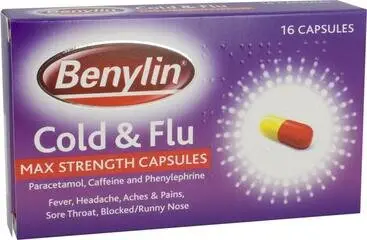 BENYLIN cold & flu max strength capsules 25mg/500mg/6.1mg 16