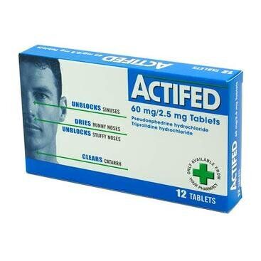 Actifed Multi-Action Tablets - 12 Tablets