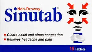 SINUTAB non-drowsy tablets 500mg/30mg 15