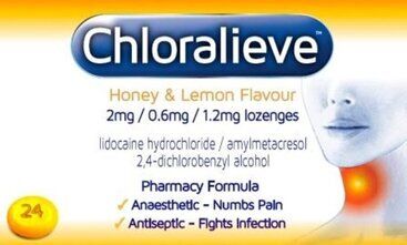 CHLORALIEVE lozenges honey & lemon 0.6mg/1.2mg/2mg  24