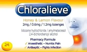 CHLORALIEVE lozenges honey & lemon 0.6mg/1.2mg/2mg 24
