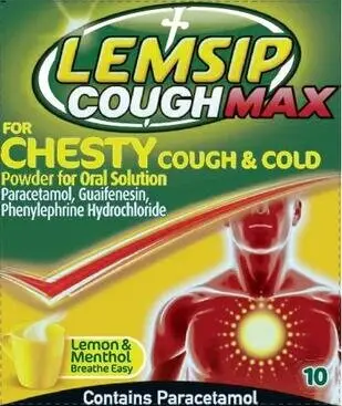 LEMSIP MAX chesty cough hot lemon & menthol sachets 200mg/1000mg/12.2mg 10