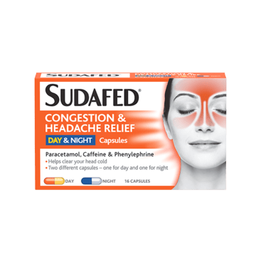 SUDAFED Congestion & Headache Day & Night Capsules 25mg/500mg/6.1mg 16