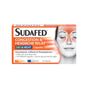 SUDAFED Congestion & Headache Day & Night Capsules 25mg/500mg/6.1mg 16