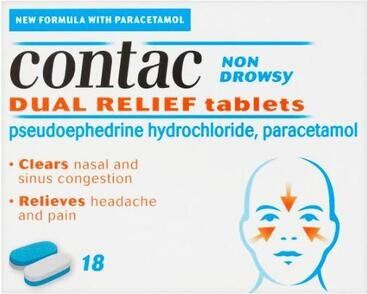 CONTAC Dual Relief Non-drowsy Tablets 500mg/30mg 18