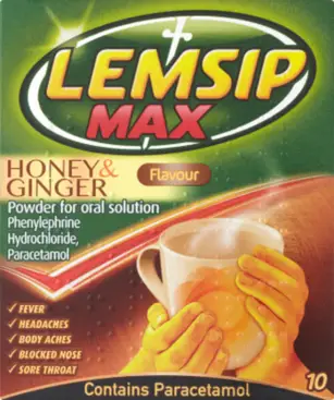LEMSIP MAX honey & ginger powder for oral solution sachets 1000mg/12.2 10