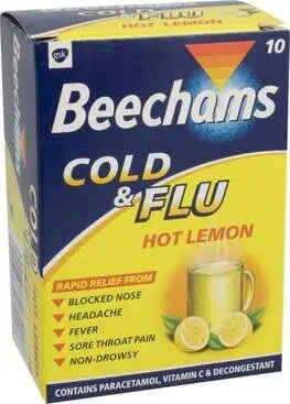 BEECHAMS cold & flu sachets hot lemon 40mg/600mg/10mg 10