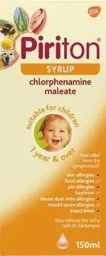 Piriton Antihistamine Allergy Relief Syrup Chlorphenamine 150ml