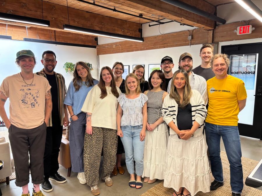 The Sproutbox team posing together in our Portland office